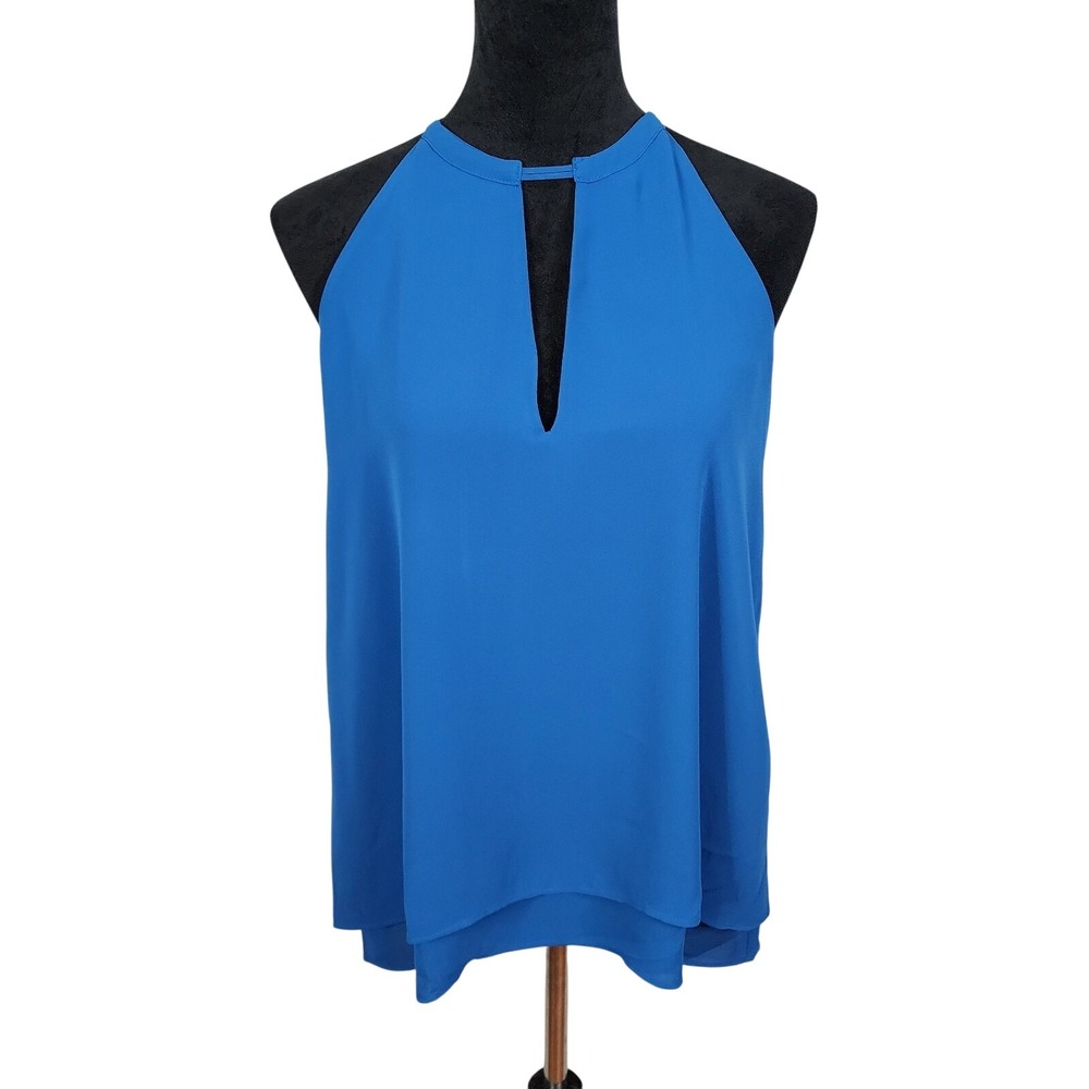 BANANA REPUBLIC Size Small Blue Sleeveless Keyhole Layered Halter Blouse Office